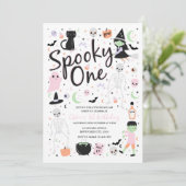 Spooky One Halloween 1st Birthday Invitation Kaart (Staand voorkant)