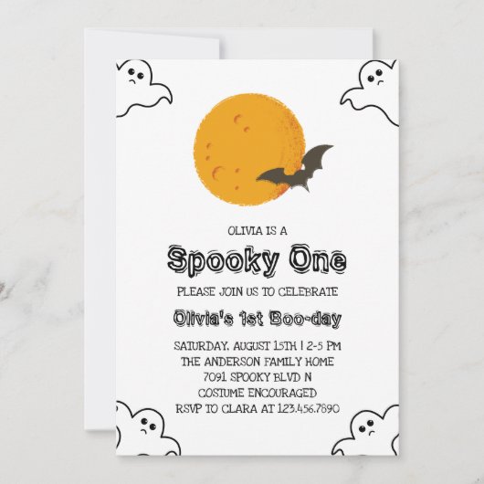 Spooky One Halloween 1st Birthday Invitation Kaart (Voorkant)