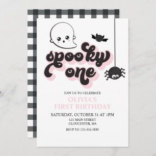 Spooky One Halloween 1st Birthday Invitation Kaart