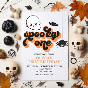 Spooky One Halloween 1st Birthday Invitation Kaart