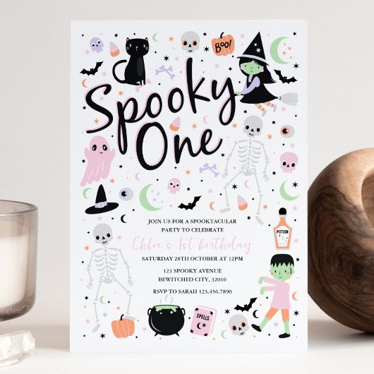 Spooky One Halloween 1st Birthday Invitation Kaart
