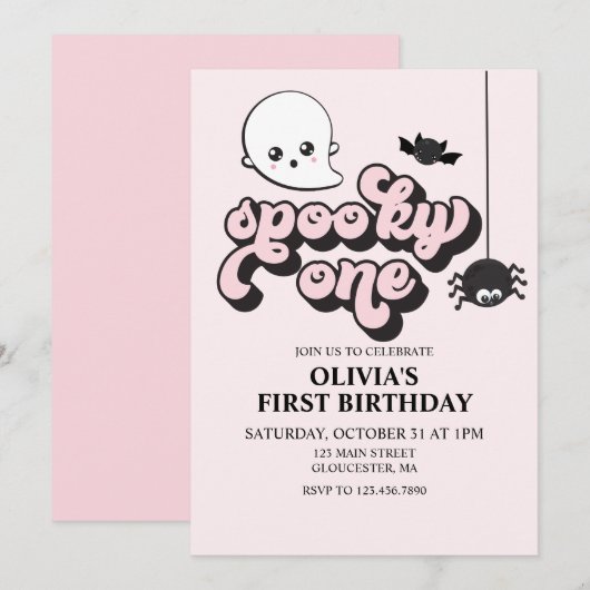 Spooky One Halloween 1st Birthday Invitation Kaart (Voorkant / Achterkant)