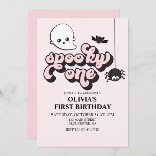 Spooky One Halloween 1st Birthday Invitation Kaart