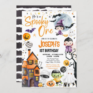 Spooky One Halloween 1st Birthday Kostuumfeest Kaart