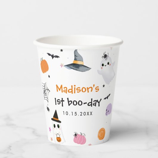 Spooky One Halloween 1st Birthday Papieren Bekers (Voorkant)