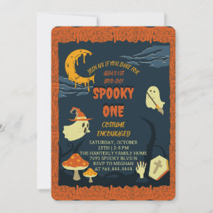 Spooky One Halloween Birthday Invitation Kaart