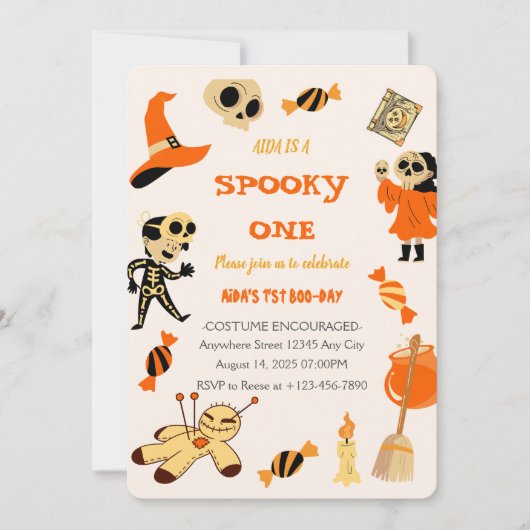 Spooky One Halloween Birthday Invitation Kaart (Voorkant)