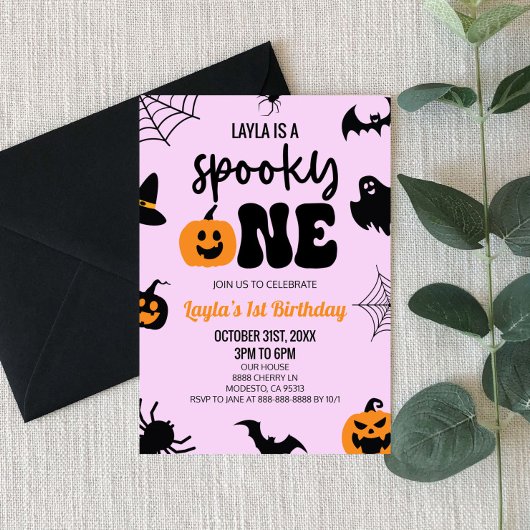 Spooky One Halloween Eerste 1e Verjaardagsfeest Kaart
