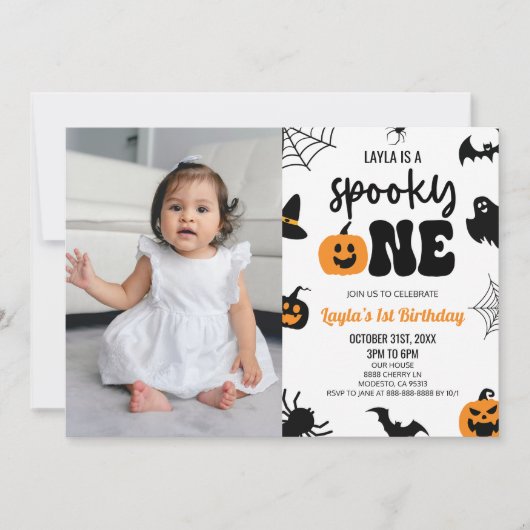 Spooky One Halloween Eerste 1e Verjaardagsfeest Kaart (Voorkant)