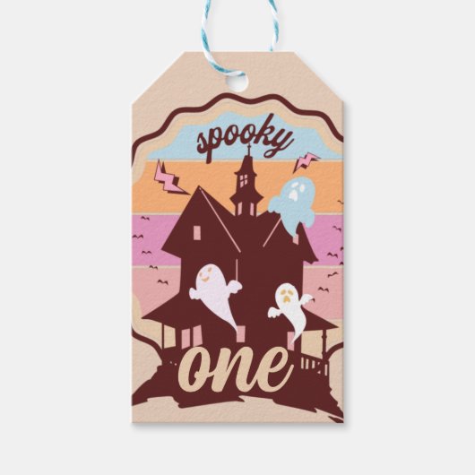 Spooky One Halloween First Birthday Ghost Party Cadeaulabel (Voorkant)
