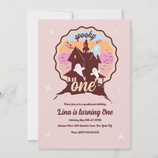 Spooky One Halloween First Birthday Ghost Party Kaart (Voorkant)
