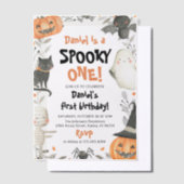 Spooky One Halloween Ghost 1e Verjaardag Vellum Uitnodigingen (Offset)