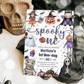 Spooky One Halloween Ghost 1st Birthday Party Kaart