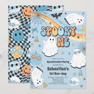 Spooky One Halloween Groovy Ghost 1e verjaardag In Kaart