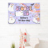 Spooky One Halloween Groovy Ghost 1e verjaardag Spandoek (Insitu)