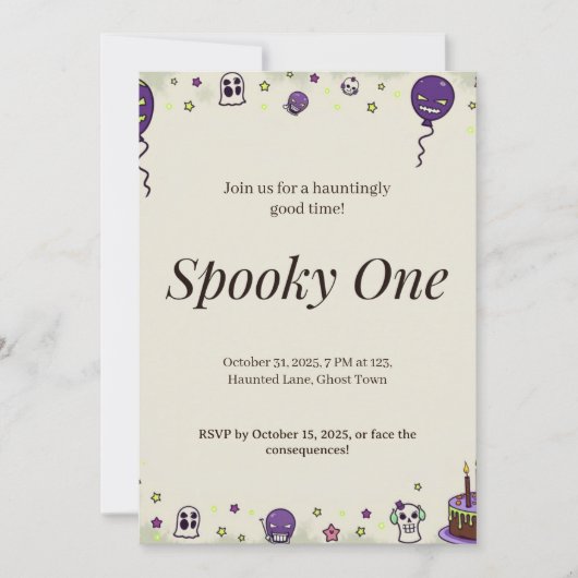 Spooky One Halloween Party Custom Invitation Kaart (Voorkant)