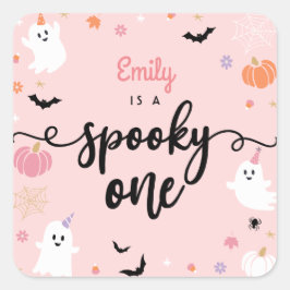 Spooky One Halloween Schattigee Ghost 1e Verjaarda Vierkante Sticker