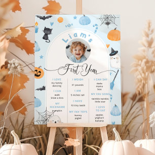 Spooky One Halloween verjaardag blauwe foto Milest Poster