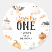Spooky One Halloween Verjaardag Ronde Sticker (Voorkant)
