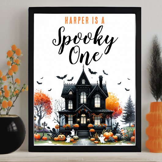Spooky One Halloween verjaardagsfeestje teken Poster