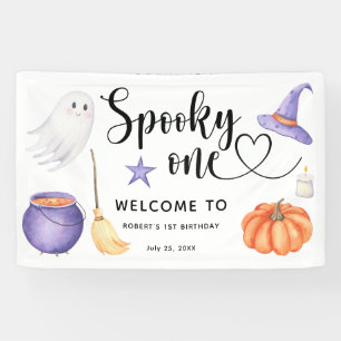 Spooky One Halloween Welkom op de 1e verjaardag Spandoek