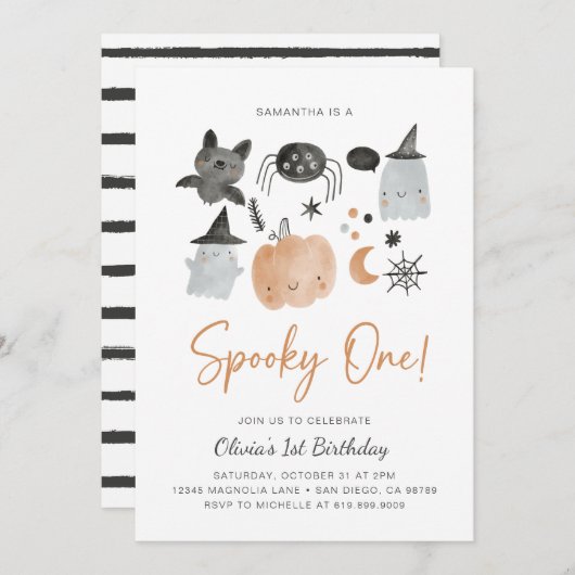 Spooky One | Invitation Fantôme | Spooky 1er (Devant / Derrière)