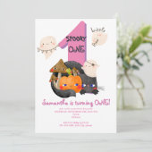 Spooky ONE Little Boo Halloween Girls 1e verjaarda Kaart (Staand voorkant)