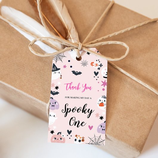 Spooky One Pink Halloween Cadeaulabel
