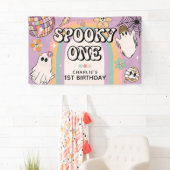 Spooky One Retro 1e Verjaardag Halloween Party Spandoek (Insitu)