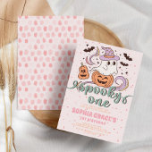 Spooky One Retro Ghost Halloween Verjaardagsfeestj Kaart