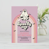 Spooky One Retro Halloween Ghost 1e Verjaardag Kaart (Staand voorkant)