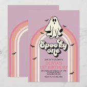 Spooky One Retro Halloween Ghost 1e Verjaardag Kaart (Voorkant / Achterkant)