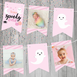 Spooky One Roze Eerste Verjaardag Vlaggetjes