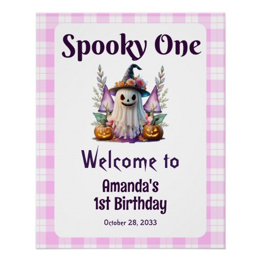 Spooky One Roze Halloween Eerste Verjaardagsfeest Perfect Poster (Voorkant)