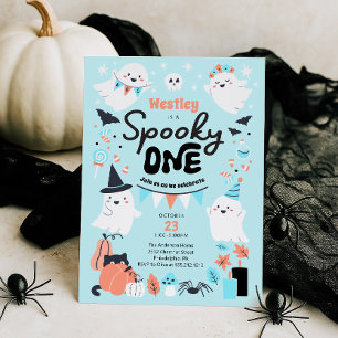 Spooky One Schattige Ghost Boy 1st Birthday Party Kaart