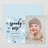 Spooky One Schattige Ghost Halloween Foto 1e Verja Kaart (Voorkant / Achterkant)