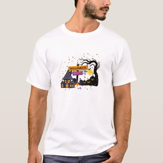 Spooky ontwerp mannen Helloween verblijf T-shirt (Voorkant)