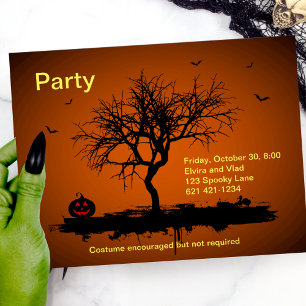 Spooky Oranje Grunge Halloween Invitation Briefkaa Uitnodiging Briefkaart