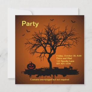 Spooky Oranje Grunge Halloween Party Kaart