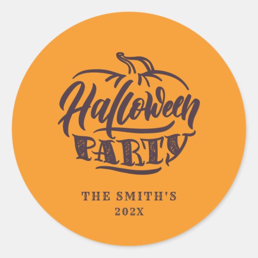 Spooky Oranje Halloween Party Ronde Sticker (Voorkant)