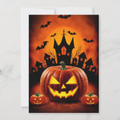 Spooky Oranje Halloween Pumkin Party Kaart (Achterkant)