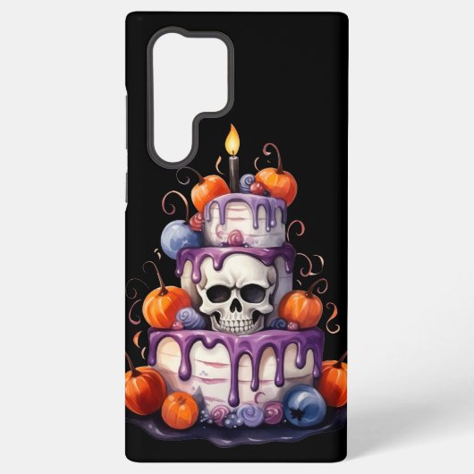 SPOOKY ORANJE PAARSE LAAG HALLOWEEN CAKE SAMSUNG GALAXY HOESJE (Achterkant)