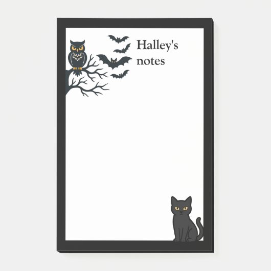 Spooky owl, bats and black cat post-it® notes (Voorkant)