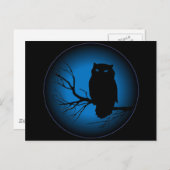 Spooky Owl Blue Moon Briefkaart (Voorkant / Achterkant)