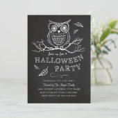 Spooky Owl Halloween Party Invitation Kaart (Staand voorkant)