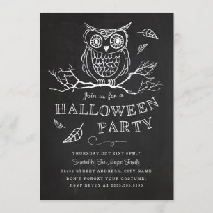 Spooky Owl Halloween Party Invitation Kaart