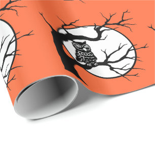Spooky Owl in Boom, met volle maan Cadeaupapier