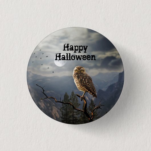 Spooky Owl Moon Graphic Halloween Ronde Button 3,2 Cm (Voorkant)