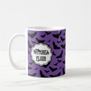 Spooky Paarse Halloween Black Bats Koffiemok