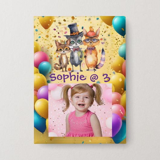 Spooky Party Animals Kids Verjaardag Party Button (Voorkant)